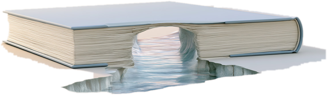 A sefer with a wellspring of water flowing beneath its pages